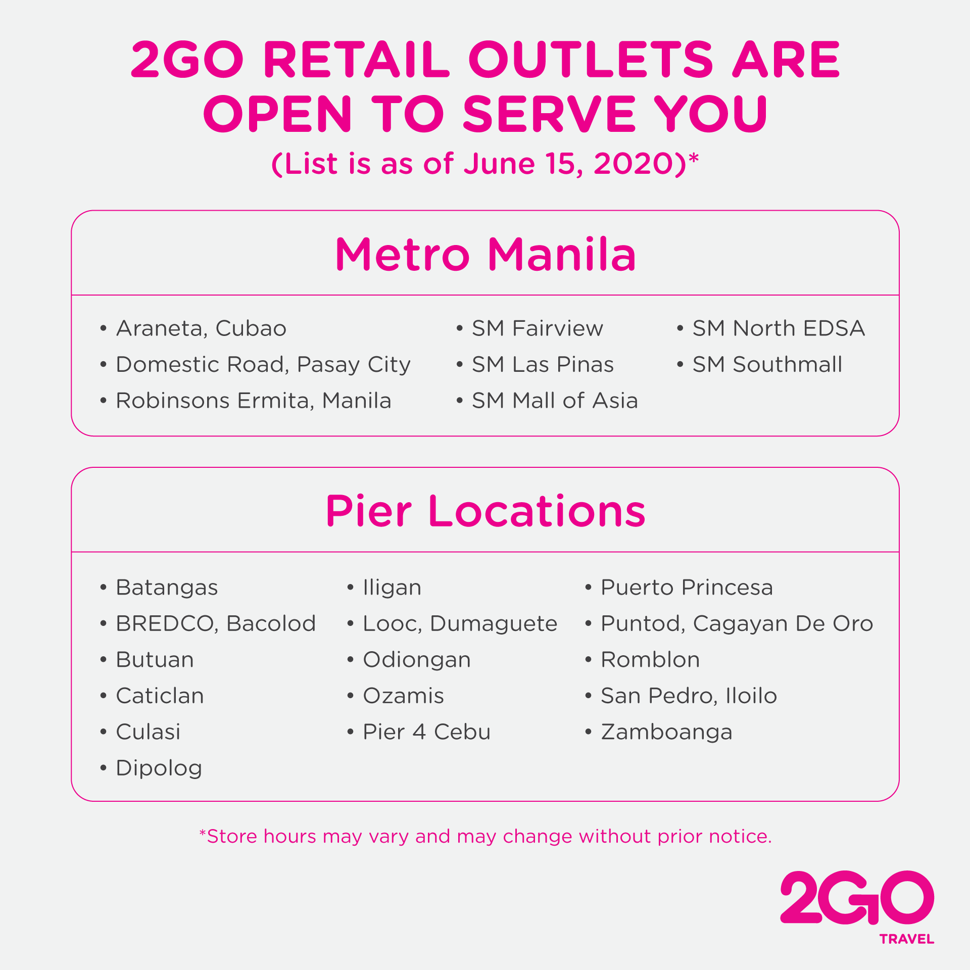 2GO Outlets